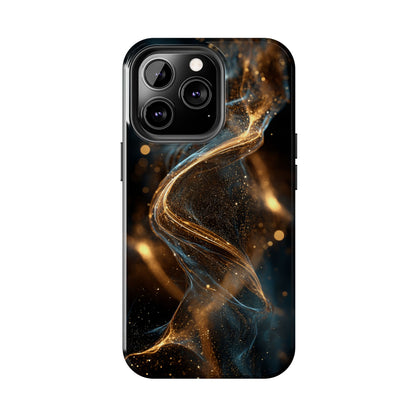 Stylish Tough Phone Case with Elegant Gold Swirl Design