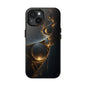 Stylish Tough Phone Case with Elegant Golden Swirls