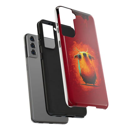Whimsical Tough Phone Case - Cute Orange Monster Design
