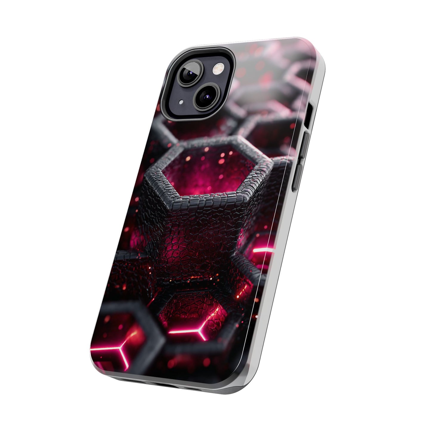 Neon Nexus: Hexwave Hive | Pink Cyber Grid Phone Case by Skipper