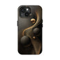 Cosmic Gold Waves Abstract Phone Case – Elegant Black Art