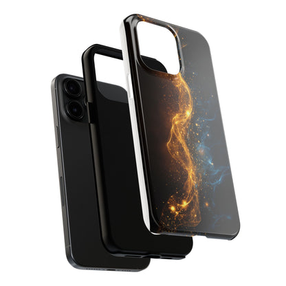 Dynamic Gold and Blue Tough Phone Case - Durable Protection with a Stunning Design