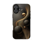 Cosmic Gold Waves Abstract Phone Case – Elegant Black Art