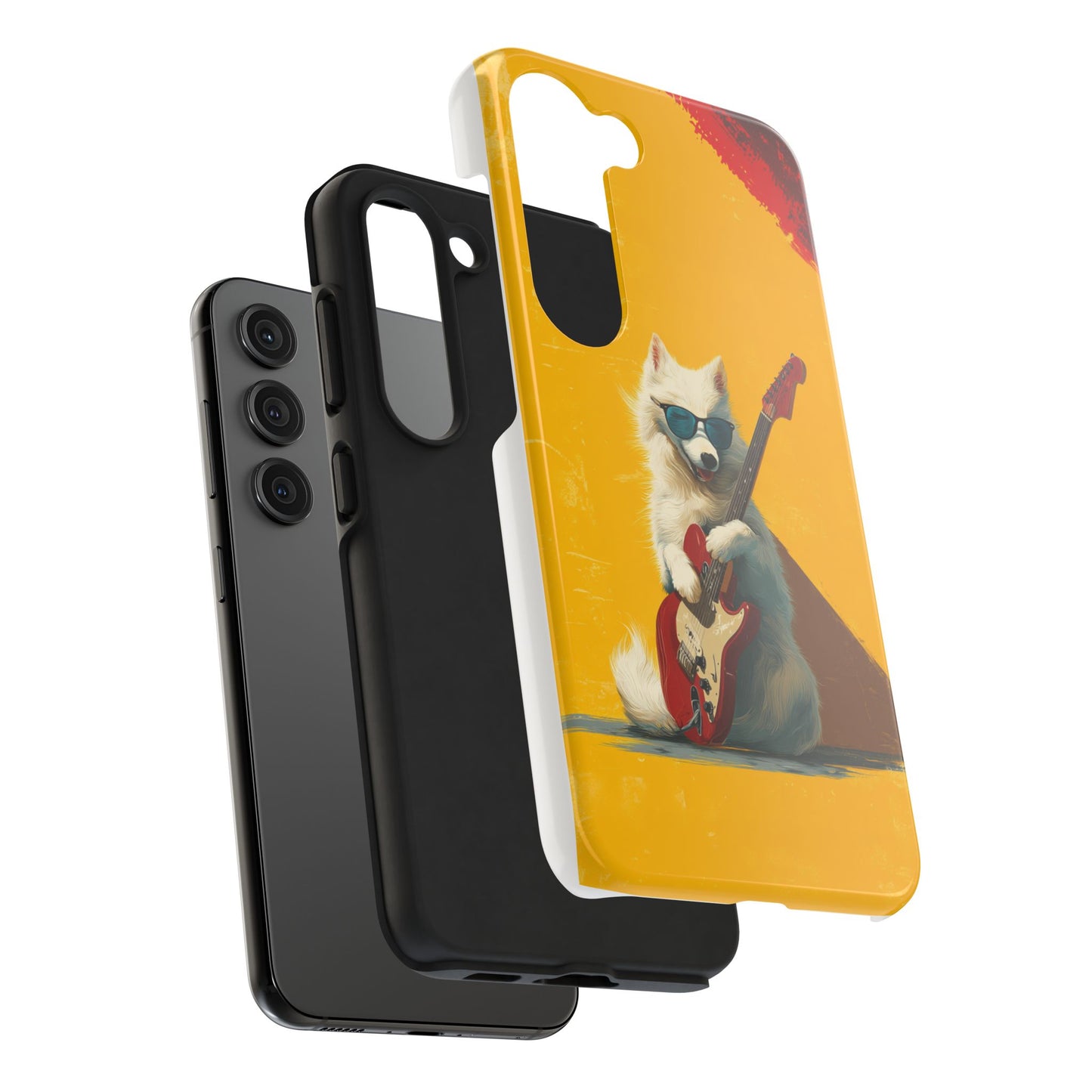 White Dog with Blue Sunglasses Playing Red Guitar Tough Phone Case