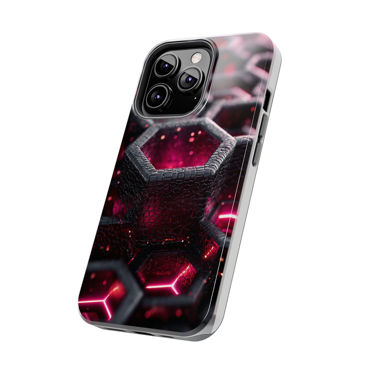 Neon Nexus: Hexwave Hive | Pink Cyber Grid Phone Case by Skipper