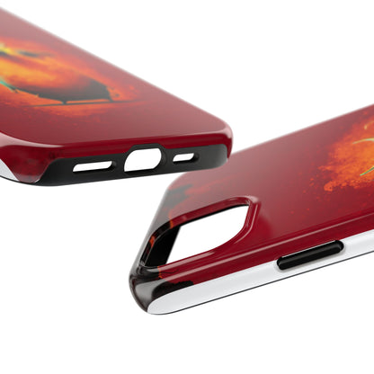 Whimsical Tough Phone Case - Cute Orange Monster Design