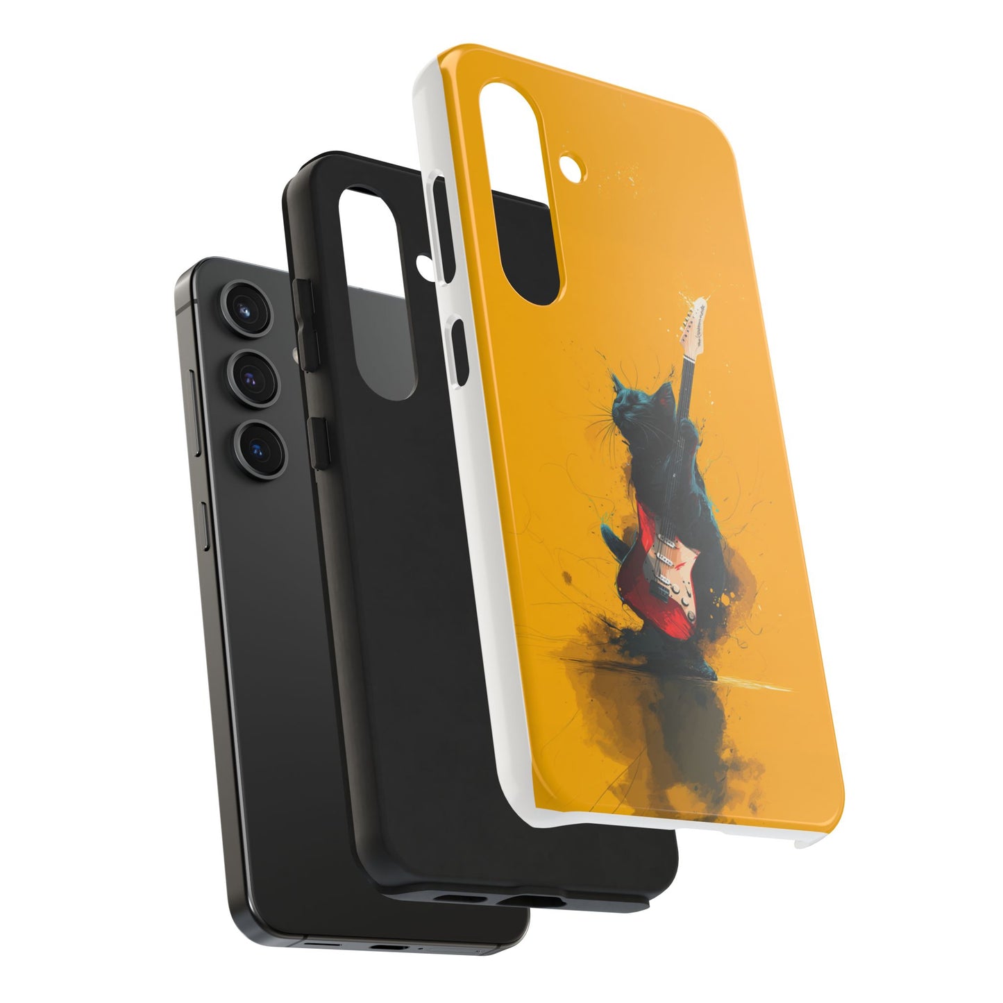 Black Cat Playing Red Guitar Tough Phone Case