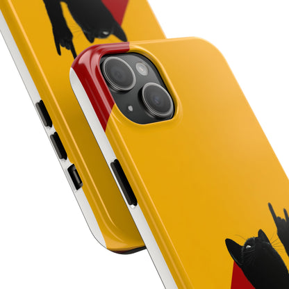 Black Cat Rock Gesture Tough Phone Case