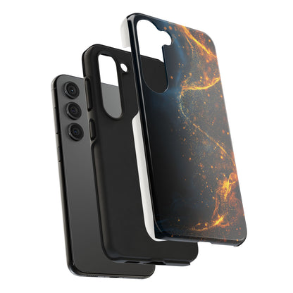 Sleek Tough Phone Cases with Abstract Gold and Blue Design
