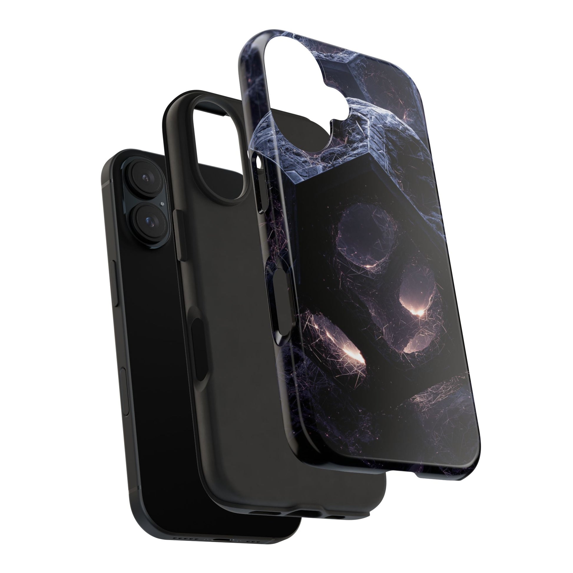 Bold geometric phone case in futuristic style, durable protective smartphone accessory by Skipper
