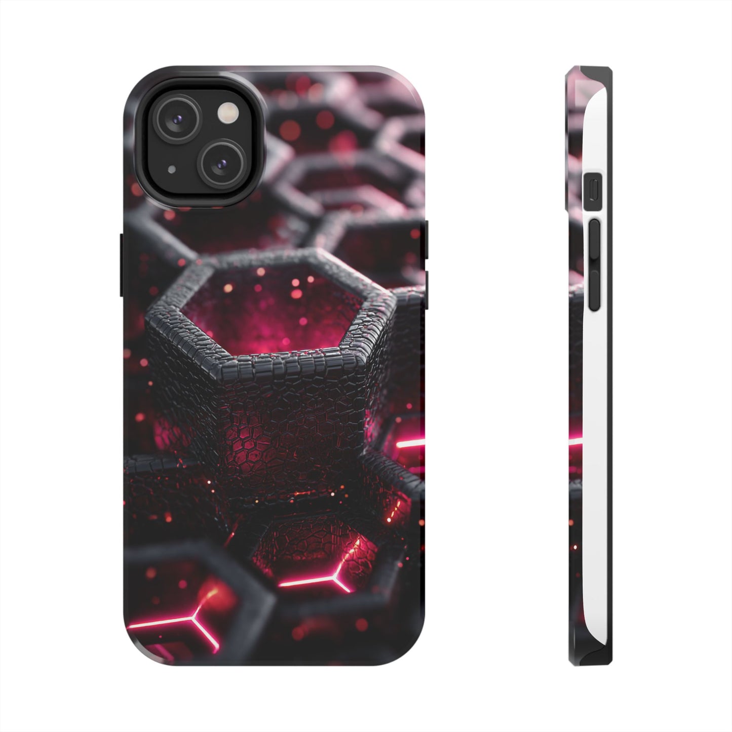 Neon Nexus: Hexwave Hive | Pink Cyber Grid Phone Case by Skipper