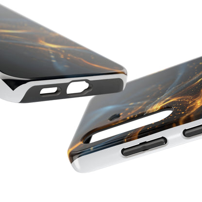 Stylish Tough Phone Case with Golden Swirl Design