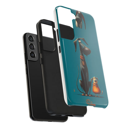 Whimsical Dog Art Tough Phone Case - Durable Protection for Pet Lovers