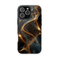 Stylish Tough Phone Case with Elegant Gold Swirl Design