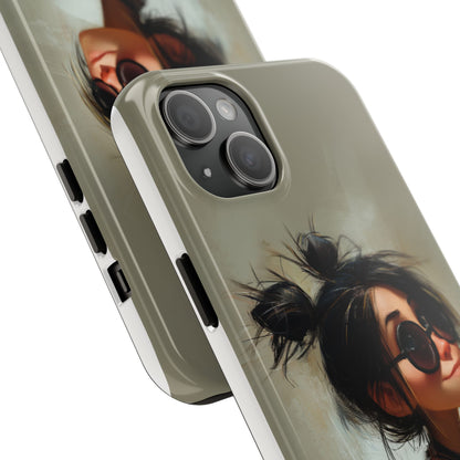 Trendy Tough Phone Case – Stylish Illustrated Girl Design for Fashion Lovers