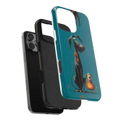 Whimsical Dog Art Tough Phone Case - Durable Protection for Pet Lovers