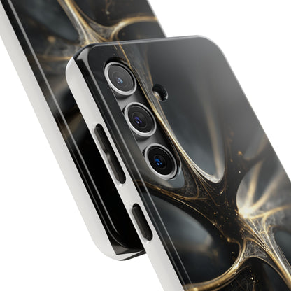 Elegant Tough Phone Case with Abstract Metallic Design