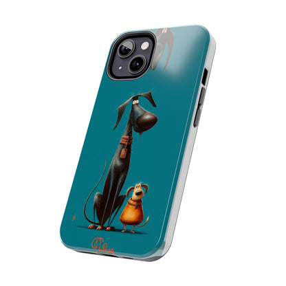 Whimsical Dog Art Tough Phone Case - Durable Protection for Pet Lovers