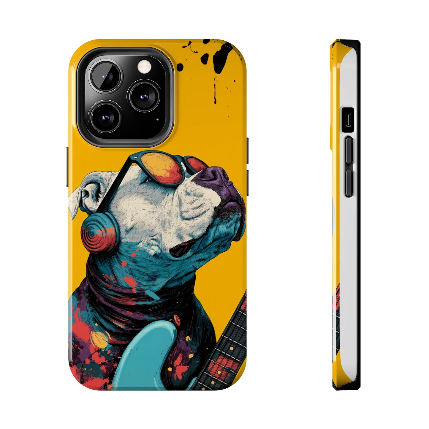 French Bulldog with Orange Sunglasses and Headphones Tough Phone Case