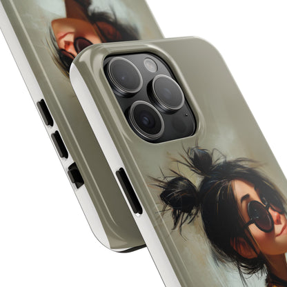 Trendy Tough Phone Case – Stylish Illustrated Girl Design for Fashion Lovers