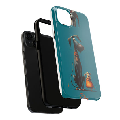 Whimsical Dog Art Tough Phone Case - Durable Protection for Pet Lovers
