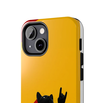 Black Cat Rock Gesture Tough Phone Case