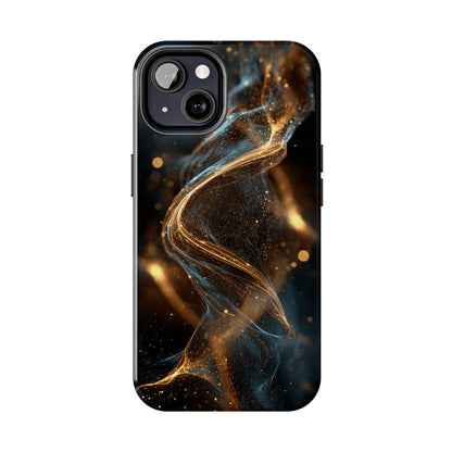 Stylish Tough Phone Case with Elegant Gold Swirl Design