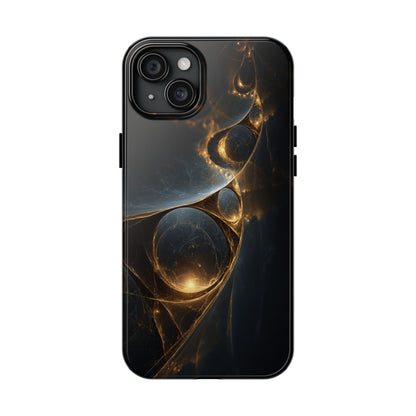 Stylish Tough Phone Case with Elegant Golden Swirls