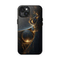 Stylish Tough Phone Case with Elegant Golden Swirls