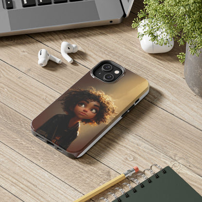 Artistic Tough Phone Case with Whimsical Character Design