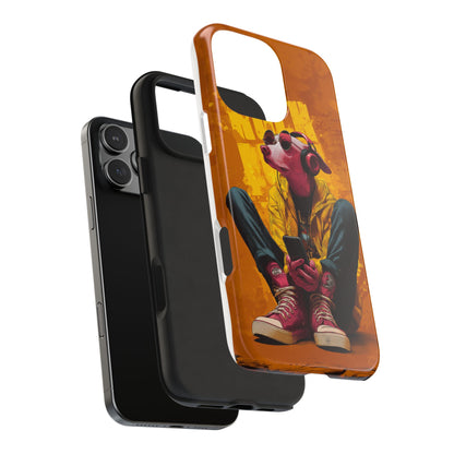 Dog with Pink Sunglasses and Headphones Tough Phone Case