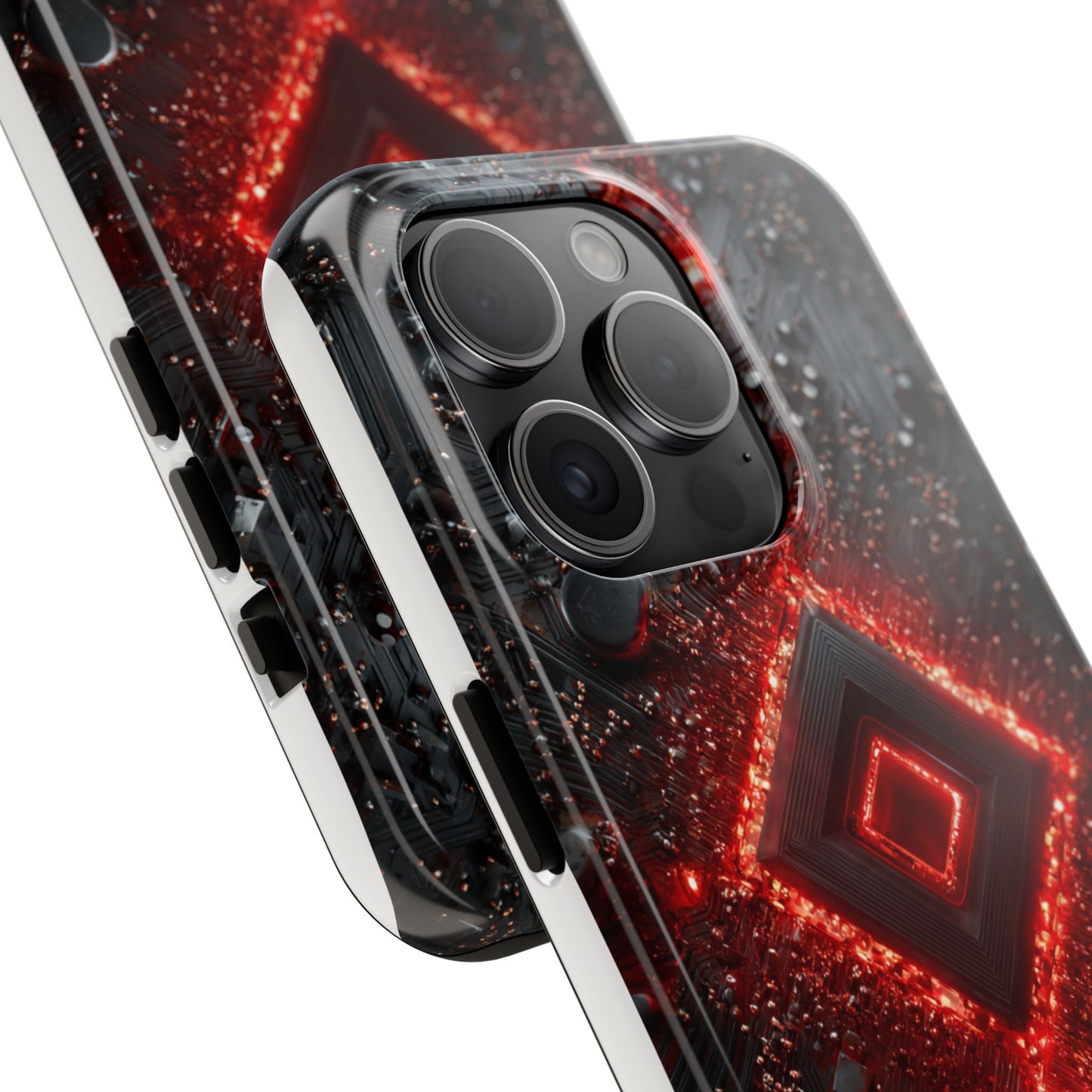 Neon Nexus: Crimson Shard | Sci-Fi Diamond Phone Case by Skipper