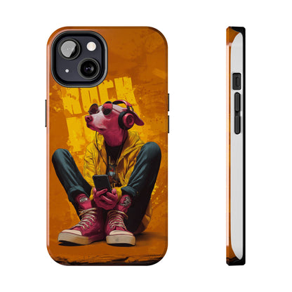 Dog with Pink Sunglasses and Headphones Tough Phone Case
