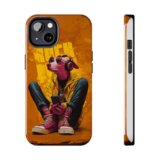 Dog with Pink Sunglasses and Headphones Tough Phone Case