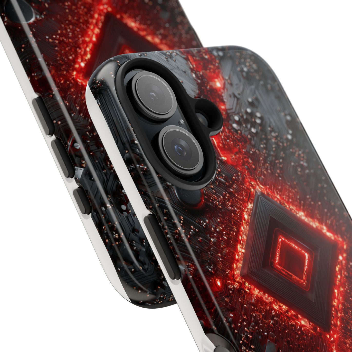 Neon Nexus: Crimson Shard | Sci-Fi Diamond Phone Case by Skipper