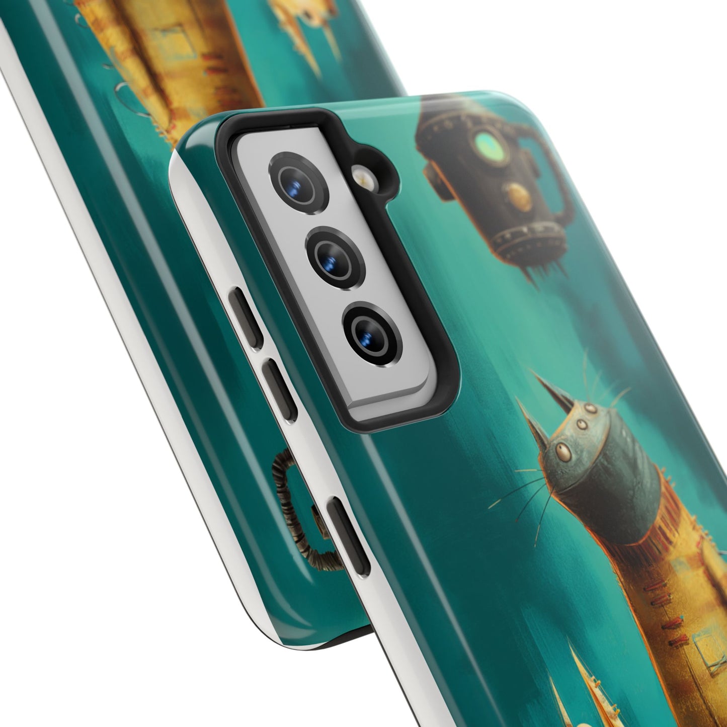 Whimsical Cat Adventure Tough Phone Case - Unique Design for Animal Lovers