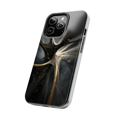 Elegant Tough Phone Case with Abstract Metallic Design