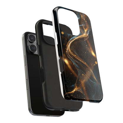 Stylish Tough Phone Case with Elegant Gold Swirl Design
