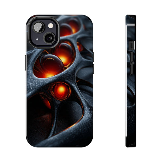 Tough Phone Cases with Fiery Design - Unique Protective Case, Tech Gift, Cyberpunk Aesthetic, Durable Phone Accessory, Trendy Style