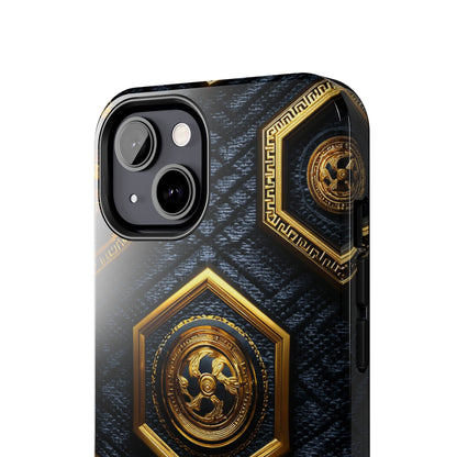 Luxury Gold Hexagon Tough Phone Case by Skipper – Modern Stylish Protection & Gift Idea