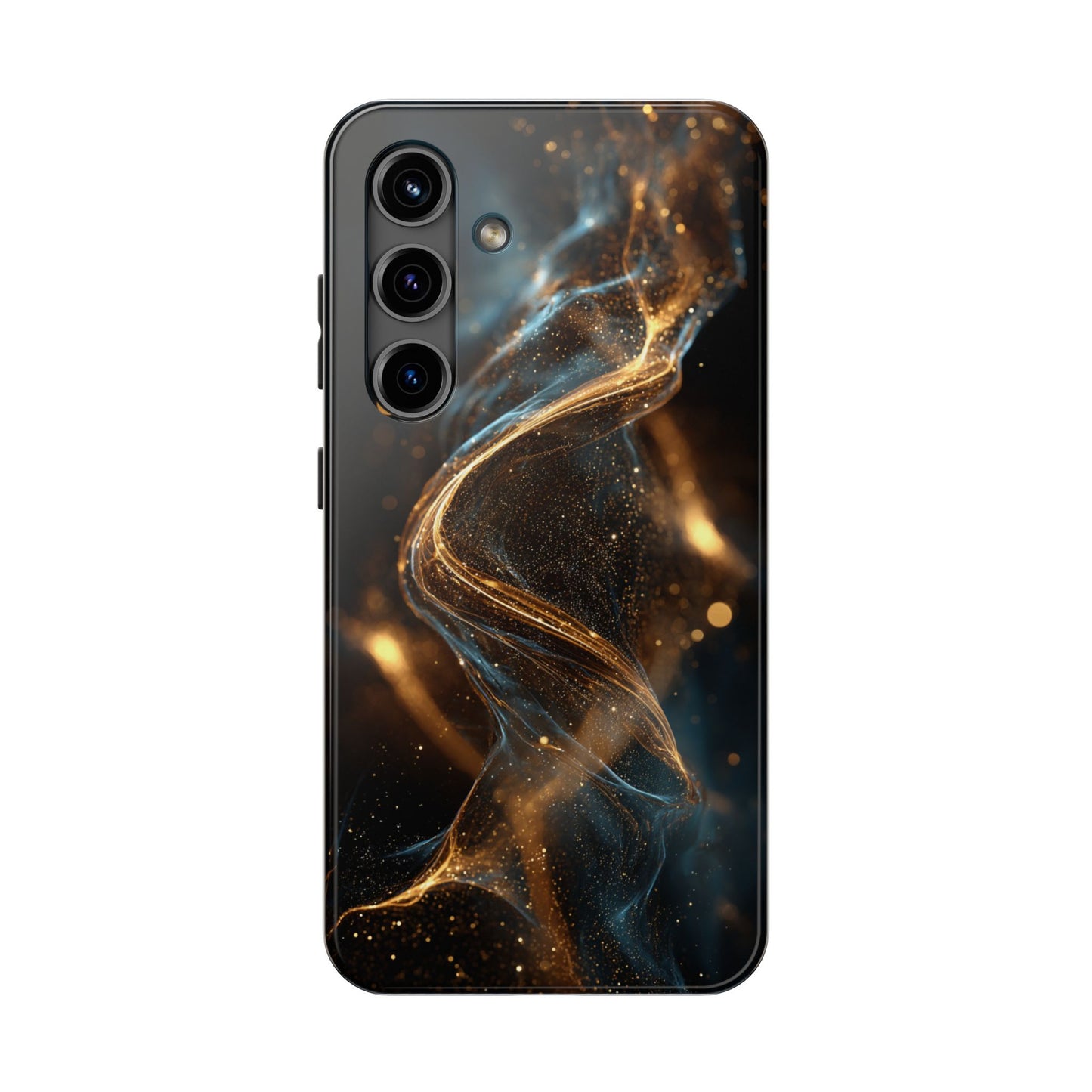 Stylish Tough Phone Case with Elegant Gold Swirl Design