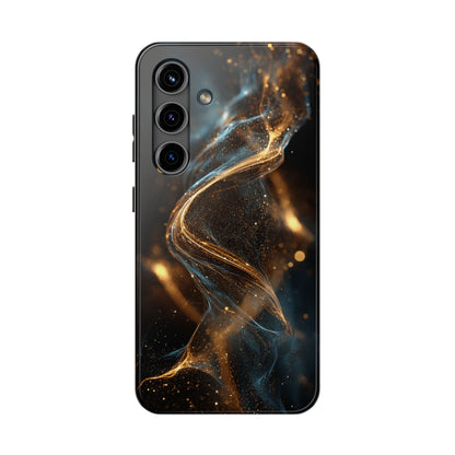 Stylish Tough Phone Case with Elegant Gold Swirl Design