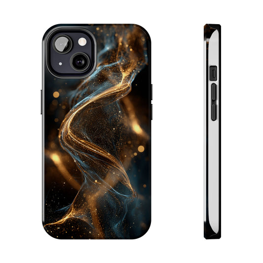 Stylish Tough Phone Case with Elegant Gold Swirl Design