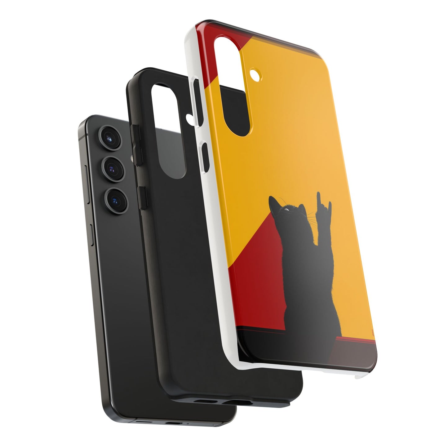 Black Cat Rock Gesture Tough Phone Case