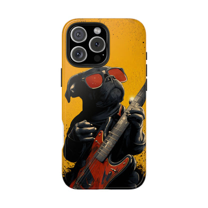 French Bulldog with Red Sunglasses Playing Red Guitar Tough Phone Case