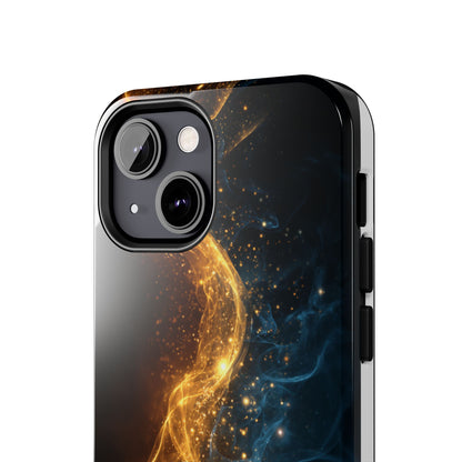 Dynamic Gold and Blue Tough Phone Case - Durable Protection with a Stunning Design