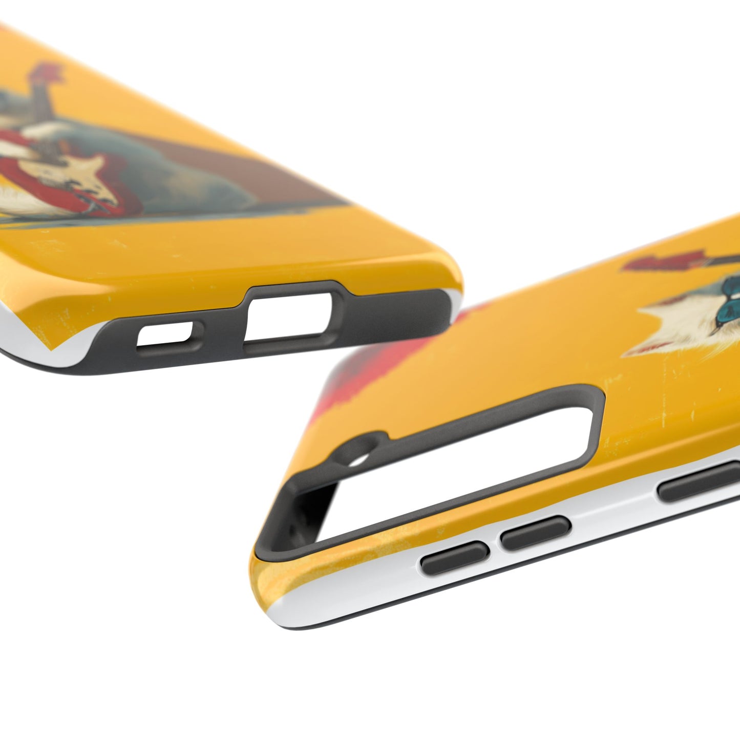 White Dog with Blue Sunglasses Playing Red Guitar Tough Phone Case