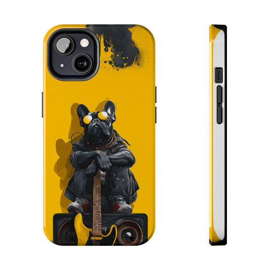 Rebellious Dog with Guitar Tough Phone Case – Wearable Art for Pet & Music Lovers