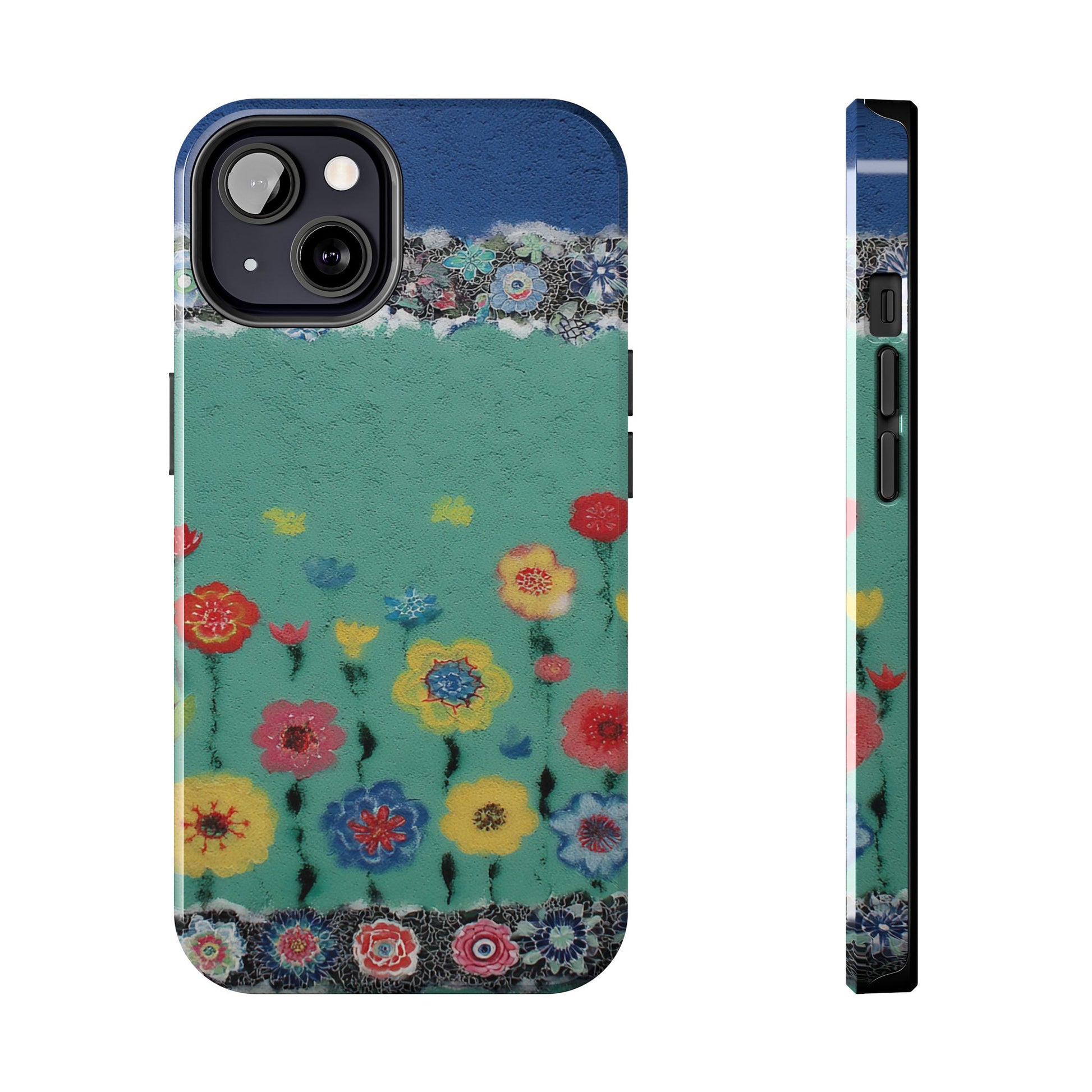 Floral Tough Phone Case featuring vivid summer garden blooms design