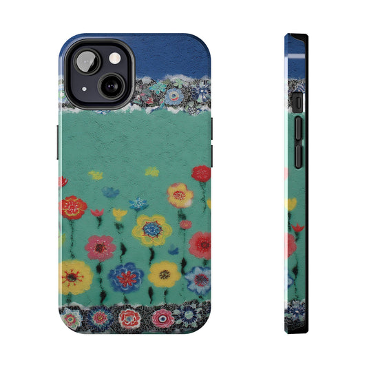 Floral Tough Phone Case featuring vivid summer garden blooms design